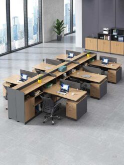 Cụm bàn làm việc gỗ công nghiệp 6 người ND170